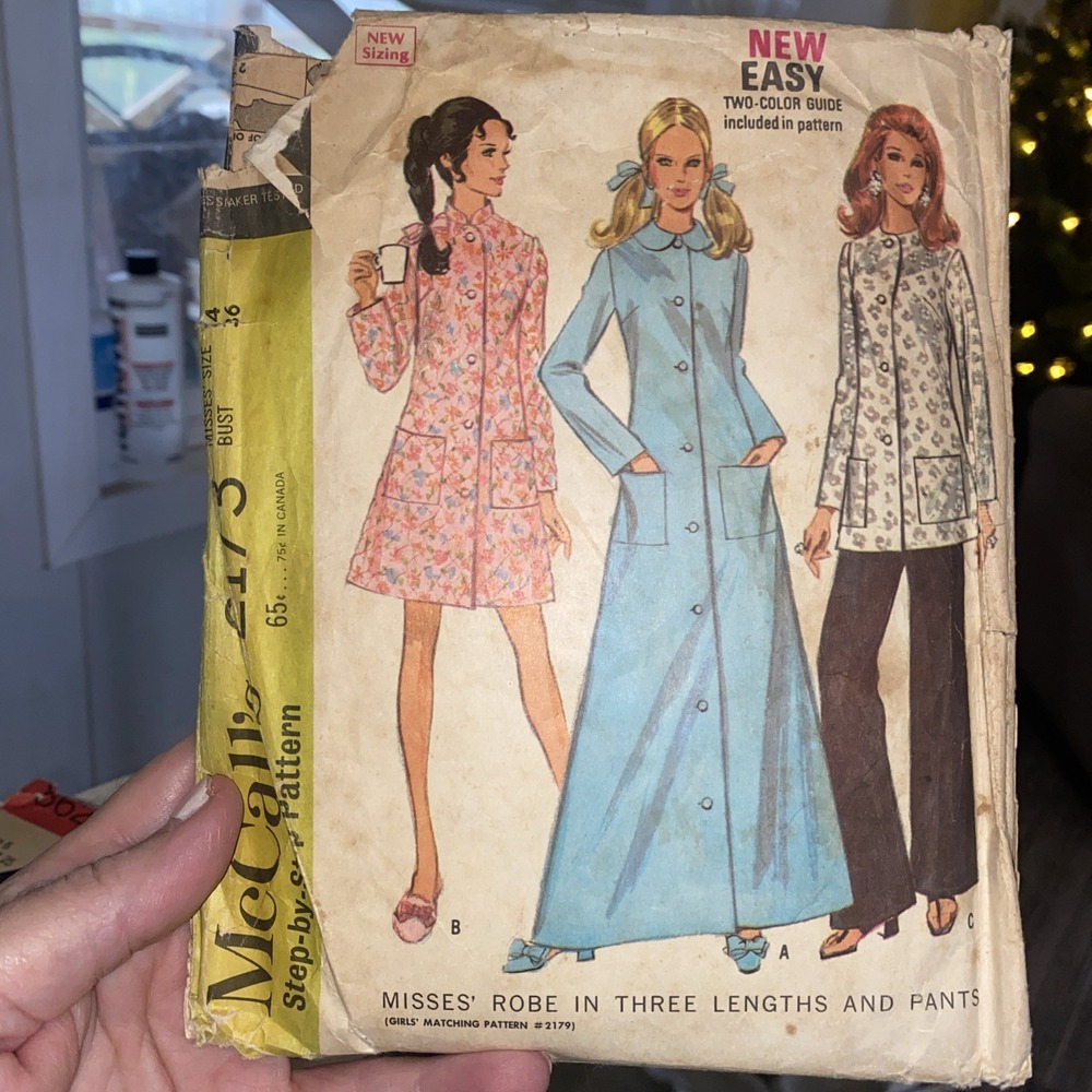 Vtg McCalls 2173 Misses Robe & Pants Sewing Pattern 1960s Size 14 Cut